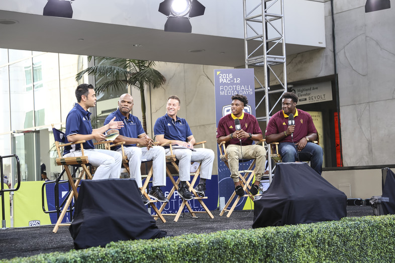 Tim White and Tashon Smallwood join the Pac-12 crew on stage. 