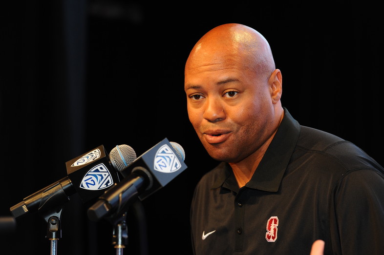Stanford head coach David Shaw discusses his team's No. 1  pre-season ranking with reporters. 