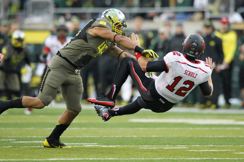 <p>The <a href="http://pac-12.com/videos/highlights-oregon-football-utah" target="_blank">Ducks bounced back</a> with a decisive home win over Utah Saturday in Eugene. Byron Marshall scored twice to complement De'Anthony Thomas' 86-yard kickoff return for a touchdown. With a couple exceptions, <a href="http://www.goducks.com/ViewArticle.dbml?DB_OEM_ID=500&amp;ATCLID=209311518" target="_blank">the Ducks defense was stout</a> and <a href="http://www.goducks.com/ViewArticle.dbml?DB_OEM_ID=500&amp;ATCLID=209311495" target="_blank">Marcus Mariota's arm did some good work</a>. <a href="http://pac-12.com/event/2013/11/23/oregon-arizona" target="_blank">Oregon travels to Arizona</a> next while <a href="http://pac-12.com/event/2013/11/23/utah-washington-state" target="_blank">Utah visits Washington State</a>.</p>
