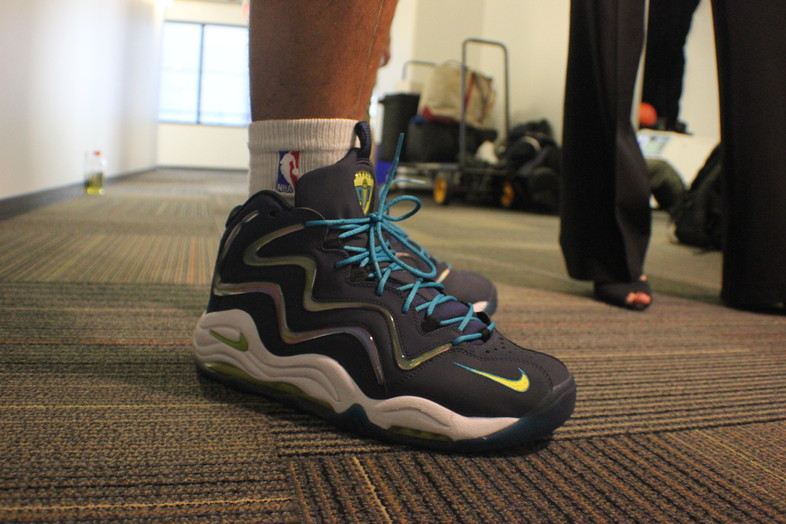 <p>Arizona Wildcats junior guard Nick Johnson's Nike kicks.</p>
