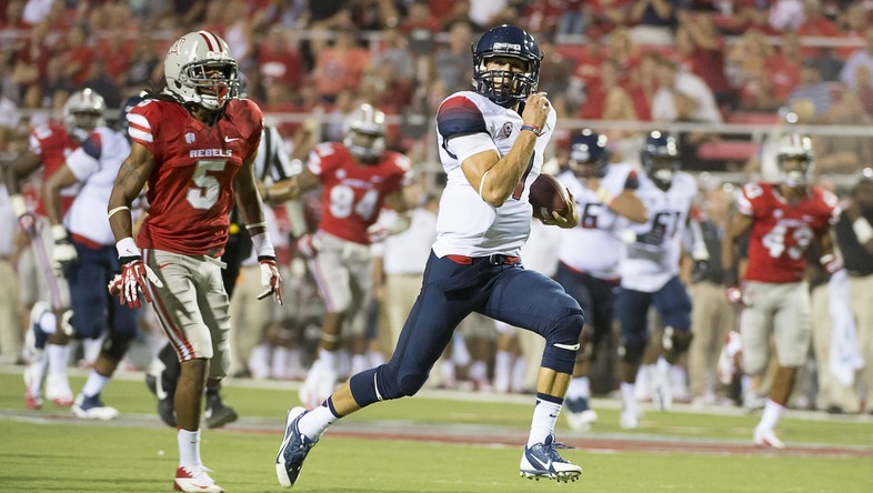 <p>Quarterback B.J. Denker and the 'Cats were <a href="http://pac-12.com/event/2013/09/07/arizona-unlv" target="_blank">off to the races against the Rebels</a> Saturday in Las Vegas, racking up another one-sided victory. The real story here was the Arizona defense, which was often maligned last season, holding opponents to a combined 13 points in two games. Rich Rodriguez is looking to keep his hot hand going against <a href="http://pac-12.com/event/2013/09/14/utsa-arizona" target="_blank">UT San Antonio this Saturday, Sept. 14</a> in Tucson on the Pac-12 Networks.</p>
