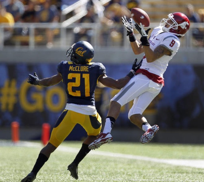 <p>A week after losing to Stanford, the <a href="http://pac-12.com/videos/washington-state-cal-football-highlights" target="_blank">Cougars regained their offensive mojo</a> in a game that saw over 1,000 total passing yards. Washington State's Connor Halliday threw for 521 and three touchdowns, while Cal's Jared Goff racked up 489 yards through the air. The <a href="http://pac-12.com/event/2013/10/12/oregon-state-washington-state" target="_blank">Cougars host Oregon State</a> next weekend, while <a href="http://pac-12.com/event/2013/10/12/california-ucla" target="_blank">Cal heads to UCLA</a>.</p>
