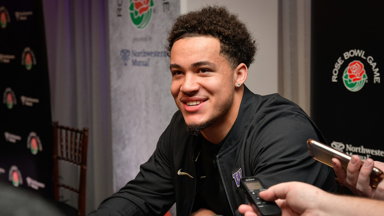 Washington defensive back Byron Murphy smiles after answering a question during Media Day in Pasadena. 