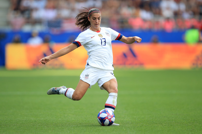 Alex Morgan of United States during the 2019 FIFA Women's World Cup France Round Of 16 match between Spain and USA at Stade Auguste Delaune on June 24, 2019 in Reims, France. 