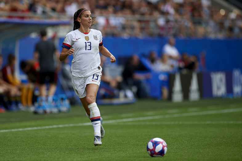 Alex Morgan of USA during the 2019 FIFA Women's World Cup France Round Of 16 match between Spain and USA at Stade Auguste Delaune on June 24, 2019 in Reims, France. 