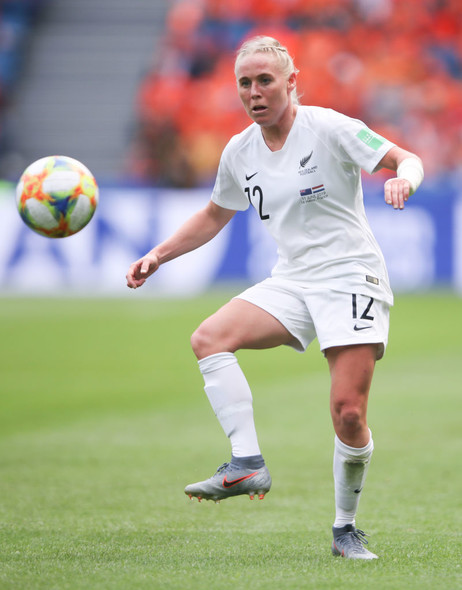 June 11: Former Cal player Betsy Hassett plays a ball in New Zealand's 0-1 loss to The Netherlands
