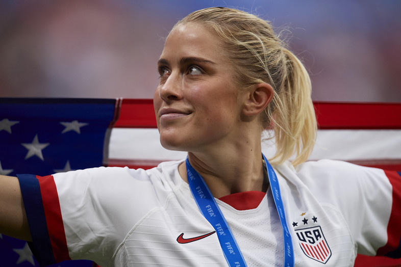 Abby Dahlkemper of United States of America celebrates after winning the 2019 FIFA Women's World Cup France Final match between The United State of America and The Netherlands at Stade de Lyon on July 07, 2019. 