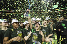 Confetti rains down as a new chapter unfolds in Oregon women's basketball history - Sabrina Ionescu drained a career-best 36 points to lead the Ducks to a 77-57 win over Stanford and the program's first Pac-12 title.