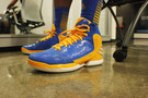 <p>UCLA senior forward Atonye Nyingifa's Bruin-themed Adidas kicks and the socks to match.</p>
