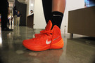 <p>Oregon State sophomore guard Jamie Weisner's vibrant orange Nike kicks.</p>
