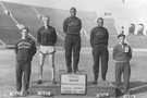 <p>Known forever for his social and physical achievements in baseball, Jackie Robinson actually lettered in four different sports while attending UCLA, including track, football, basketball and, of course, baseball. Here he's seen winning the broad jump at 1940 PCC meet at the Coliseum in Los Angeles.</p>
