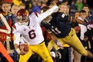 <p><span style="line-height: 1.6em;">The Trojans outgained their rivals 330-295 in South Bend, but the </span><a href="http://pac-12.com/videos/highlights-usc-football-comes-short-against-notre-dame" style="line-height: 1.6em;" target="_blank">Irish defense outlasted USC</a><span style="line-height: 1.6em;"> to end their five-game home losing streak to Troy. Ed Orgeron's squad converted two third-down conversions early but then went 0-for-11 over the rest of the game. </span><a href="http://pac-12.com/event/2013/10/26/utah-usc" style="line-height: 1.6em;" target="_blank">USC hosts Utah next weekend</a>.</p>
