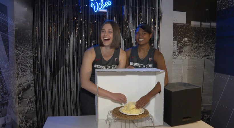 Pac-12 women hoopers play "What's in the Box?" at media day