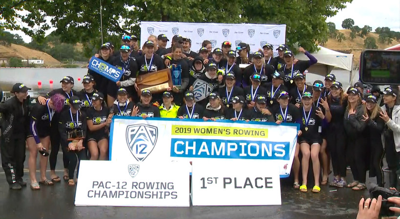 Washington women's rowing celebrates its third consecutive Pac-12 Championship