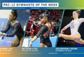 Cal’s George, Utah’s Tessen and Arizona’s Brovedani capture this week’s Pac-12 gymnast of the week awards