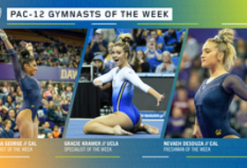 Cal’s George, DeSouza, and UCLA’s Kramer earn the Pac-12 gymnasts of the week awards