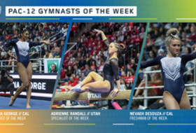 Cal’s George, DeSouza, and Utah’s Randall earn the Pac-12 gymnasts of the week awards